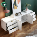 Wooden Cabinet White Marble TV Bench Storage Cabinet